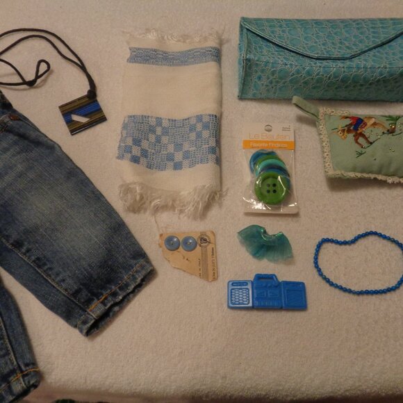 BABY BLUE JEANS BUTTON KITCHEN ORGANIZER MEXICAN PIN CUSH ANKLE BR NECK ETC. LOT - Picture 9 of 14